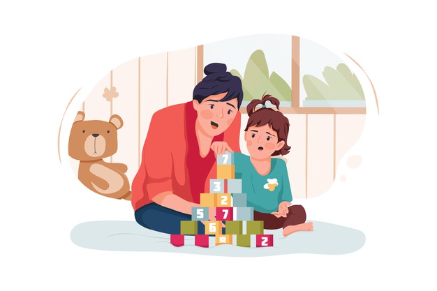 babysitter baby girl playing with toy cubes home 301430 234